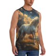 thumbnail image 2 of Yiaed Starry Sky White Horse Print Men's Singlet Vests Summer Running Muscle Tank Tops Gym Undershirt Round Neck Sleeveless for man, 2 of 5