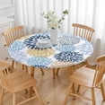 thumbnail image 3 of Lovely Bohemian Floral Round Tablecloth, Stretch Elastic Edge for Easy Dressing of 56 Inch Round Tables, Indoor Outdoor, 3 of 7