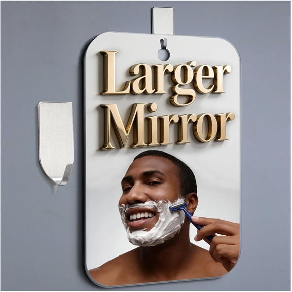RAIRSKY Shatterproof Shower Mirror Fogless for Shaving,(Larger 11x8 Inch) Holder NO-Drilling, No Fog Free Waterproof,Small Wall Mounted Bathroom Accessories Camping Hanging Men