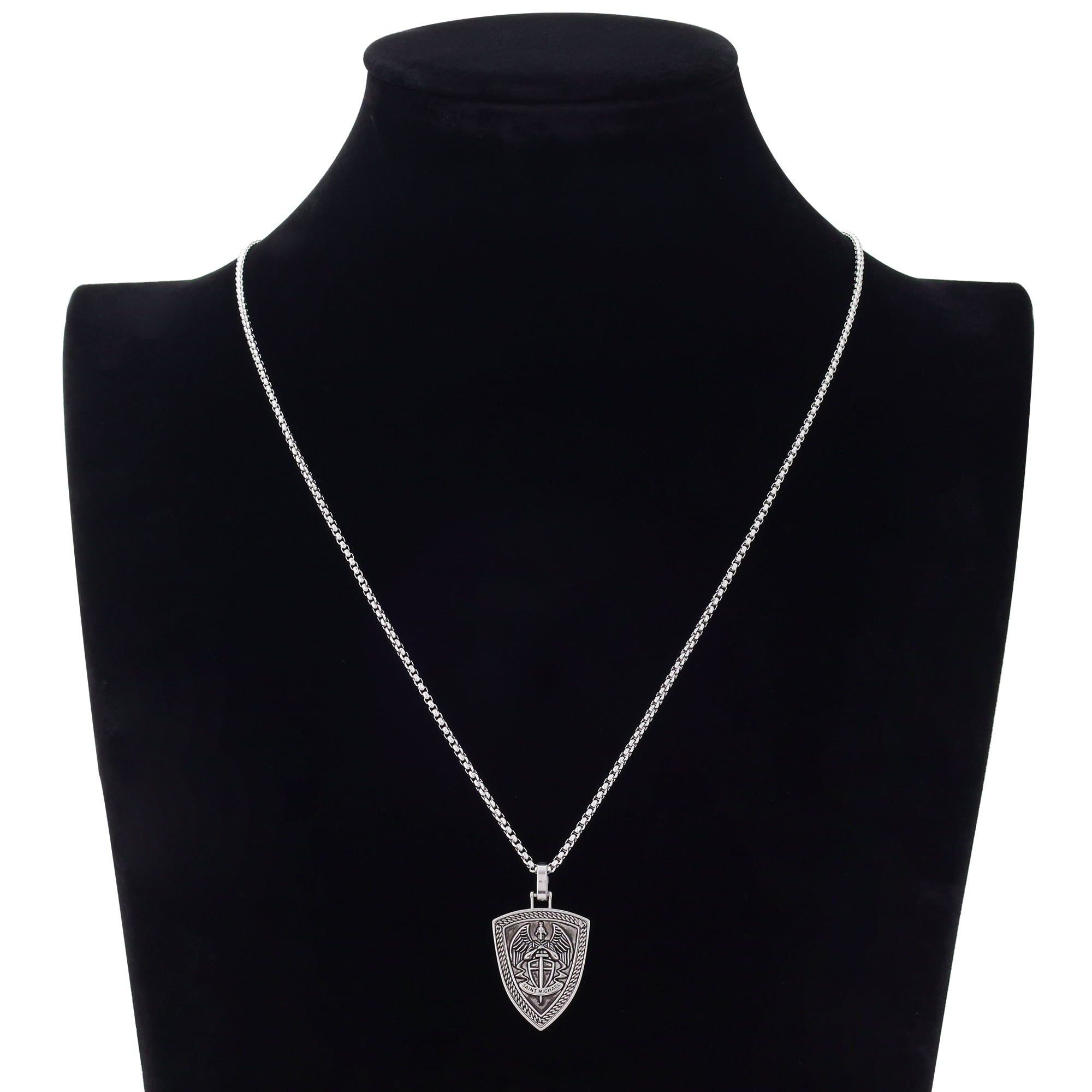 Believe by Brilliance Men's Saint Michael Shield Pendant Necklace