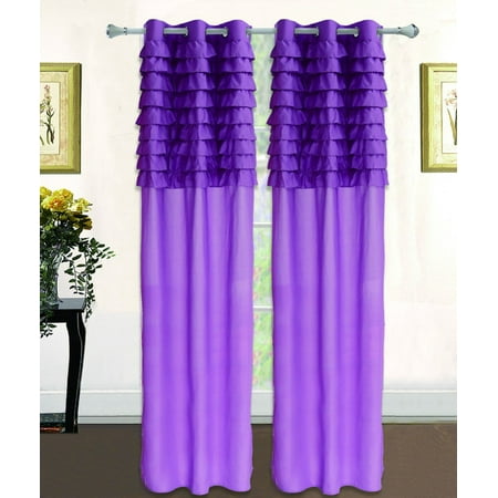 Katy Solid Ruffled Pleated Window Curtain Panel With Grommets 63
