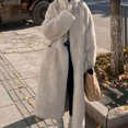 thumbnail image 2 of Abrigos acolchados mullidos para mujer, cárdigans de polar holgados de cuello alto y manga larga hasta los tobillos, chaquetas de pelo de cordero de invierno de gran tamaño, 2 of 4