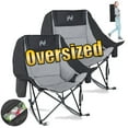 thumbnail image 1 of ABORON Oversized Rocking Camping Chair for Adults - 400lbs Capacity Heavy Duty Padded Rocker Chair, Folding Lawn Chair with Cooler Bag and Pockets, Portable Recliner Outdoor，Set of 2, 1 of 10