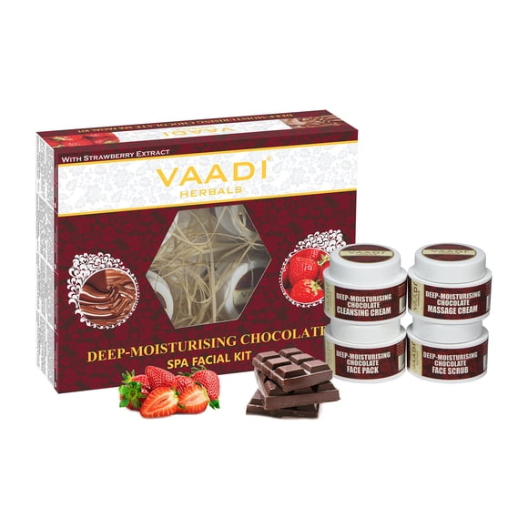 Kit facial Vaadi Herbals - Kit facial SPA de chocolate y fresa - ? TODO Natural - ? Adecuado para todo tipo de piel y tanto para hombres como para mujeres. 70 gramos