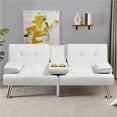 thumbnail image 4 of Wangbujianwang Convertible Sofa Bed Adjustable Couch Sleeper Modern Faux Leather Recliner Reversible Loveseat Folding Daybed Guest Bed, Removable Armrests, Cup Holders, 3 Angles, 772lb Capacity,White, 4 of 11