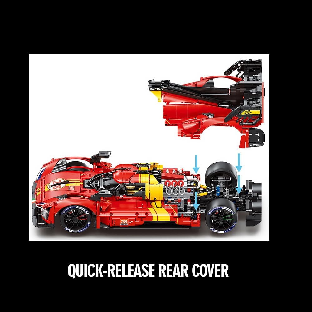 1:8 Le Mans Supercar 499P Race Car Toy Model Building Kit, Car Enthusiast Collection Ornament, Adult Collection Grade Mechanical Building Blocks (3350 PCS)
