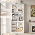 thumbnail image 5 of Hiphuta 73 in Tall 6-Tier Bookcase with Glass Doors, 32" Wide Bookshelves with Adjustable Shelf, Modern Minimalist Book Shelf for Home Office, Living Room, White, 5 of 8