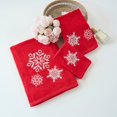 thumbnail image 3 of Hong and Arts Inc. Xmas Premium Decor Soft 100% Cotton Embroidered Bathroom Modern 3 Piece Christmas Towel Set, Red White Color Red Snowflake, 3 of 5