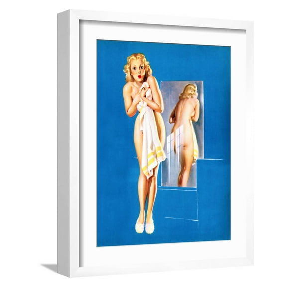 Art.com Double Exposure Pin-Up 1940 Art Print by Gil Elvgren, White Frame Wall Art, 17" x 21"