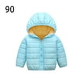 thumbnail image 2 of Cotton Children Down Padded Jacket Portable Reusable Replacement Warm Keeping Outdoor Walking Winter Autumn Coat Clothes Lake Blue Size 90, 2 of 10