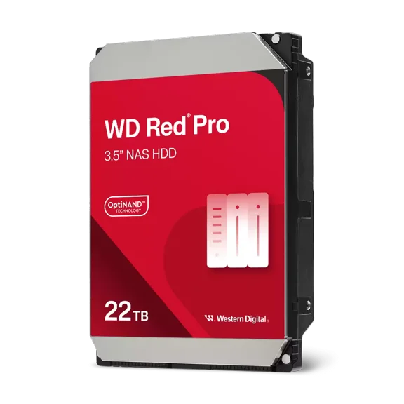 Western Digital 22TB WD Red Pro NAS SATA HDD, 3.5" Internal Hard Drive HDD, 7200 RPM, 512MB Cache, CMR - WD221KFGX
