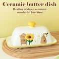 thumbnail image 2 of BOWTONG Sunflower Bee Butter Dish with Lid Ceramic Butter Dishes Yellow Butter Holder Butter Keeper Butter Serving Container, Thick-Walled Ceramic Butter Dish, Dishwasher, 2 of 10