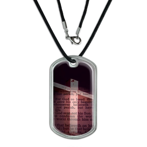 Cross and Bible Verse John 3-16 For God So Loved the World Dog Tag