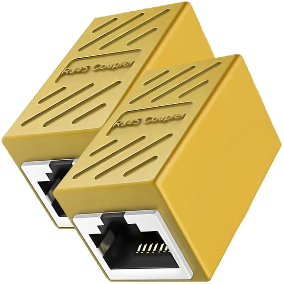 Adaptador Conector LAN LinkFusionYellow 2 Pzas Acoplador RJ45 Hasta 1000Mbps Interior Amarillo Plástico y Metal