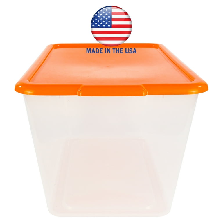 SimplyKleen 14.5-Gallon Reusable Stacking Plastic Storage Containers with  Lids, Tangelo Orange/Clear (Pack of 4) 