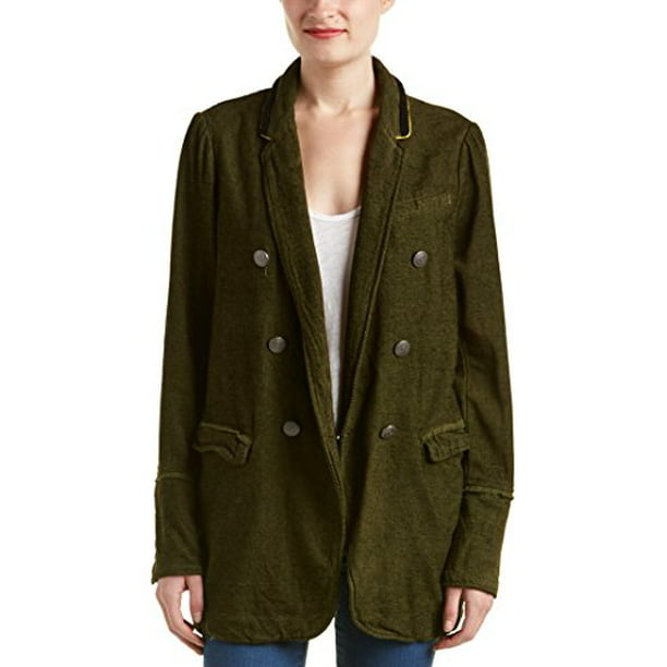 Free People Women's Double-Breasted Chenille Blazer (Small, Green)