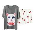 thumbnail image 1 of Richie House Women's Short Pajama Set Cute Print Tee and Shorts Sleepwear Pjs Sets XS-XXL S-XXL RHW4043, 1 of 7