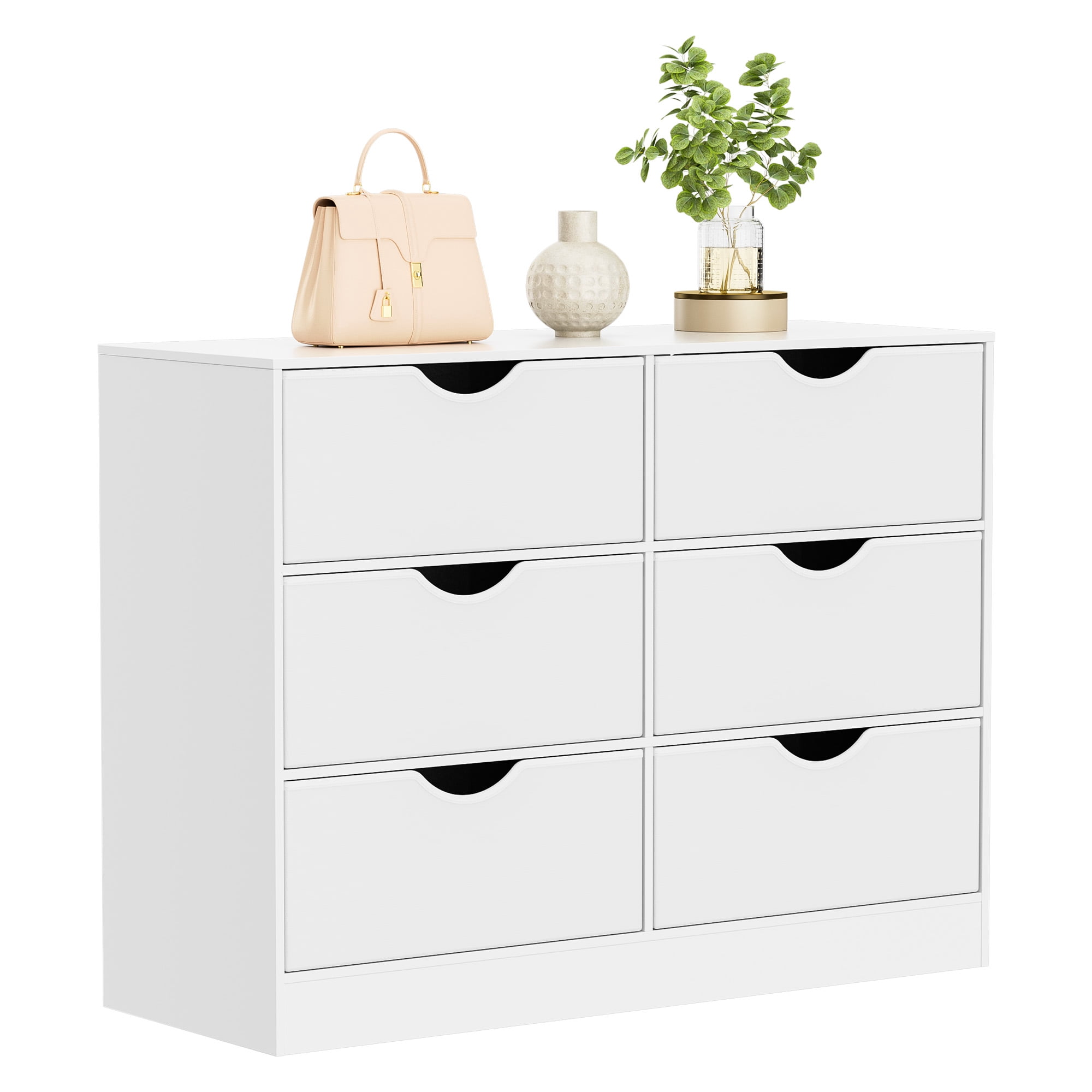 3 Tier Storage Organizer Wooden Book Shelf, 6 Cube Bookcase, 6 Removable Fabric PU Drawers Open Bookshelf, Modern Floor Standing Display Bookshelf for Living Room, Entryway, Home Office,White