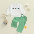 thumbnail image 2 of KPOPLK Toddler Boy Clothes for 3 6 9 12 Months 2T 3T 4T Outfit Long Sleeve Sshirt Top Jogger Pants Cute 2Pcs Set(12-18 Months,White), 2 of 4