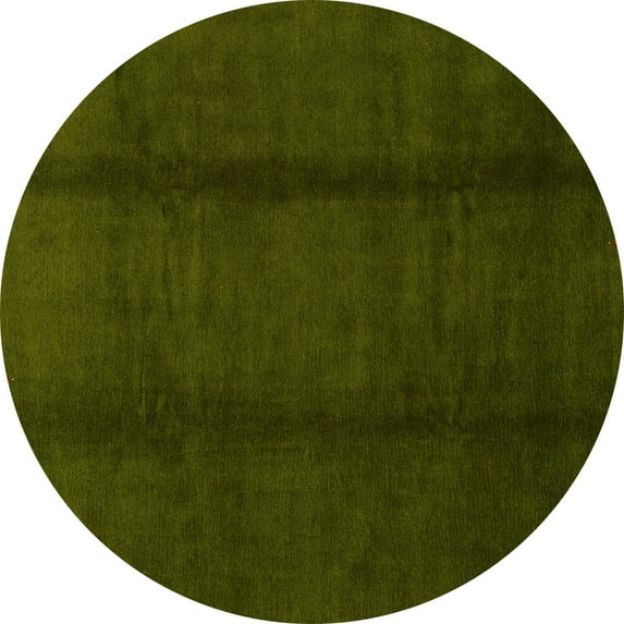 Ahgly Company Indoor Round Abstract Yellow Modern Area Rugs, 4' Round