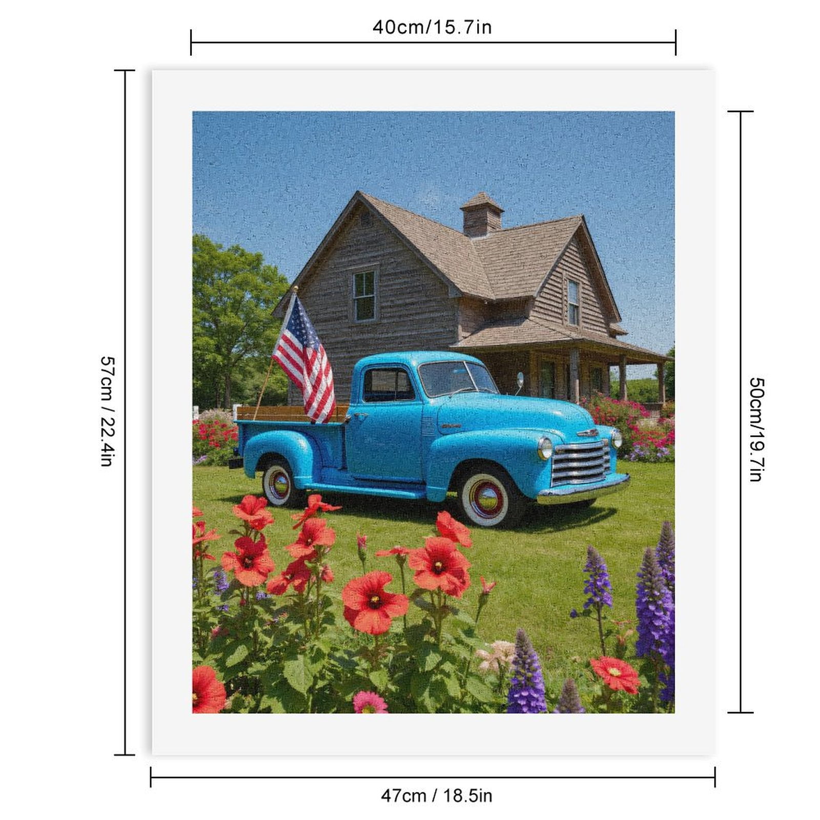Paint By Numbers Kit for Adults Beginner - DIY Classic Blue Truck Flower Garden Canvas Painting Kits for Adults, Frameless Paint By Number for Adults for Home Wall Decor 16x20 Inch