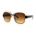 thumbnail image 5 of Womens Oversized Dimensional Thick Rectangle Retro Fashion Plastic Sunglasses [Beige Brown - Brown], 5 of 7