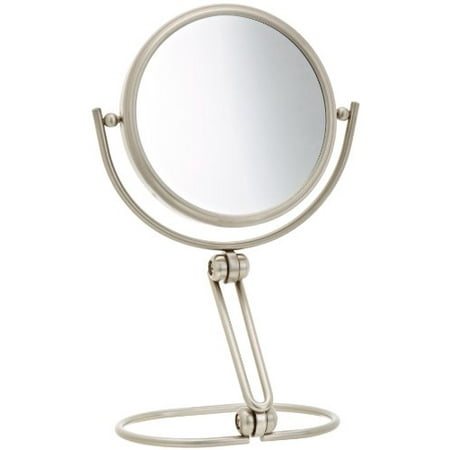Jerdon MC449N 5.5-Inch Folding Travel Mirror with 10x Magnification and Velveteen Storage Pouch, Nickel Finish