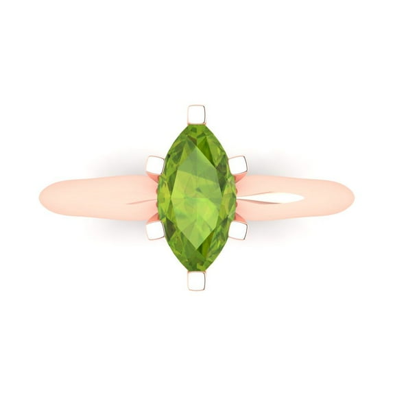Solitaire Engagement Ring for Women - 1ct Natural Peridot in 14K Rose Gold Promise Ring