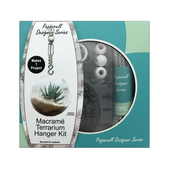 Pepperell Designer Series Macrame Terrarium Hanger Kit-Gray PDS03