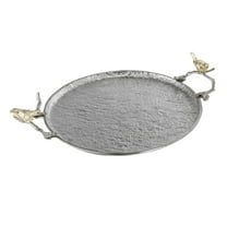 A&B Home Set of 2 Silver Decorative Tray with Gold Bird 21" x 17" x 4.5"