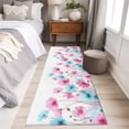 thumbnail image 4 of Blue Pink Flowers 2'x6' Runner Rugs for Hallway Kitchen Bedside Non Slip Washable, Spring Garden Floral Watercolor Entryway Rug Runners with Rubber Backing, Long Carpet Runner for Laundry Room, 4 of 8