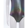 thumbnail image 5 of TSSOE Girls Glossy Dance Leotard and Shorts Set Sleeveless Criss-Cross Back Bodysuit Top + Shorts Scrunchies for Ballet Black 7-8, 5 of 7