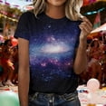 thumbnail image 2 of MEICHEN Women's Galactic T Shirt 3D Starry Print Short Sleeve Crewneck Fashion Planetary Outfit for Clothing, 2 of 4