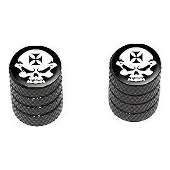 Iron Maltese Cross Biker Skull - Bike Valve Stem Caps