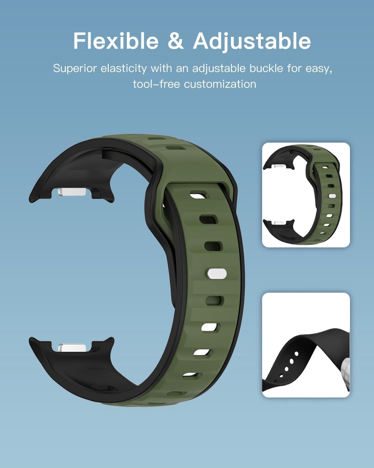 CRKMGS-Bands for Samsung Watch 8 Smartwatch,Sport quick-release Silicone Band for Samsung Watch 8,Soft Lightweight & Ventilated Comfort Replacement Smartwatch Strap,Adjustable Wristband