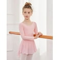 thumbnail image 3 of Oudiya Girls Long Sleeve Ballet Leotards with Shinny Skirts Criss-Cross Back Dance Dresses for Kids 3-11Y, 3 of 7