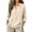 #02 Beige, variant on Women's Mandarin Collar Henley Blouse, Button Placket Long Sleeve Top, Relaxed Fit Work Shirt for Vacation Work Leisure, Army Green M