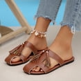 thumbnail image 6 of Bkhluea Women Fringe T-Strap Slide Sandals Slip On Comfortable Footwear For Beach Travel Daily Casual Outdoor Activities, 6 of 7