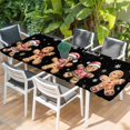 thumbnail image 2 of Gingerbread Black Table Cloths for 8 Foot Rectangle Tables, Christmas Winter Snowflake Patio Waterproof Elastic Fitted Tablecloths, Washable Rectangular Table Cover for Camping, 2 of 8