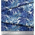 thumbnail image 2 of Soimoi Blue Velvet Fabric Tropical Leaves Print Fabric by Yard 58 Inch Wide, 2 of 3