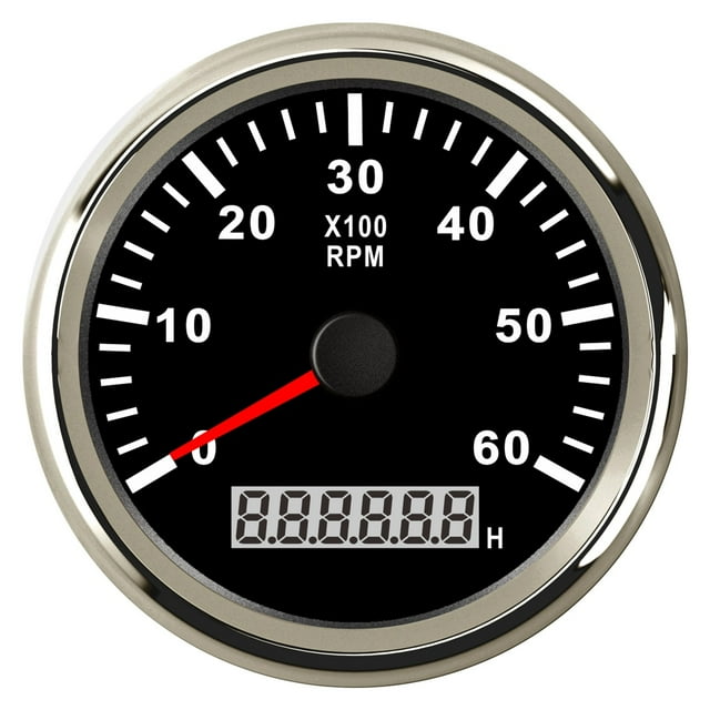 85mm Boat Tachometer 0~6000 RPM Tacho Gauge Meter Gauge Digital Hourmeter Marine Outboard Engine Motor Generator 9-32V