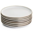 thumbnail image 2 of Elama Arthur 6 Piece Stoneware Salad Plate Set in Matt White with Gold Rim, 2 of 6