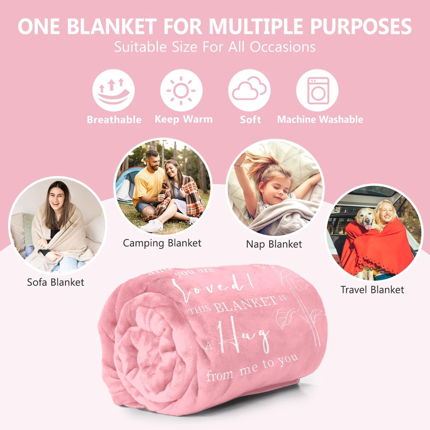 Get Well Gifts for Women After Surgery - Hug Blanket - Thinking of You Gift for Mom Friend Sister - Feel Better Inspirational Gifts for Women - Get Well Soon Gift - Purple Sunflower Blanket
