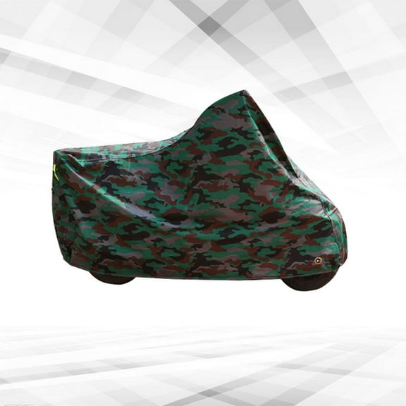 LULULION Motorcycle Cover Heavy Duty Green Camouflage Windproof Sun Block 1Set