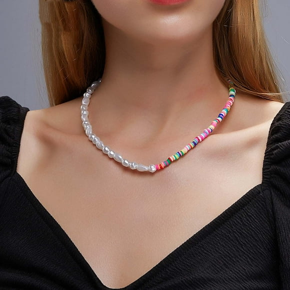 HomeKingdee Bohemian Style Colorful Soft Pottery Beaded Choker Necklace for Women - Shiny Gems Jewelry for Any Occasion Everyday Wear