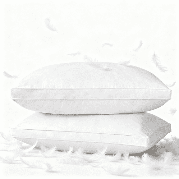 COOKEY Feathers Down Pillows Queen Size Set of 2, Hotel Quality Fluffy Bed Pillows, Soft Pillows for Sleeping, Organic Cotton Cover(20x30”, Pack of 2)