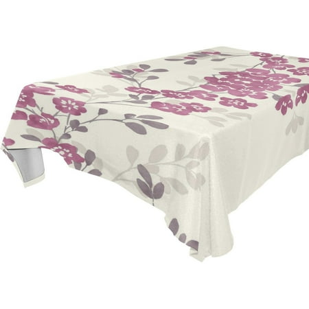

POPCreation Purple Floral Tablecloths Gray Table Cloth Top Decoration 52x70 inches