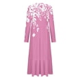 thumbnail image 4 of Erwazi Robe Midi à Manches Longues pour Femmes, Col Rond, Plissée, à Volants, Ligne A, Fluide, Printemps Automne, Décontractée, avec Poches, 4 of 4
