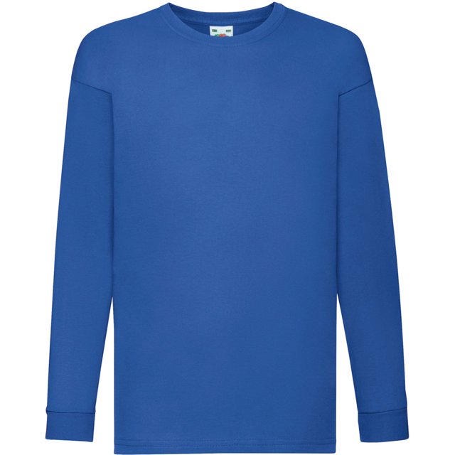 Fruit Of The Loom- Camiseta de manga larga Valueweight para niños (Azul)