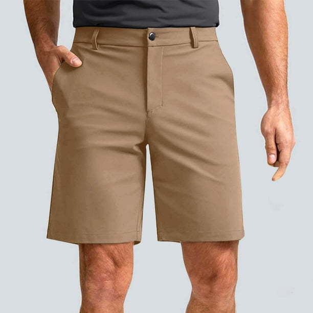 Ceisia Men's Solid Color Straight Leg Outdoor Shorts, Button Fly Casual Hiking Shorts for Men Khaki L Gifts